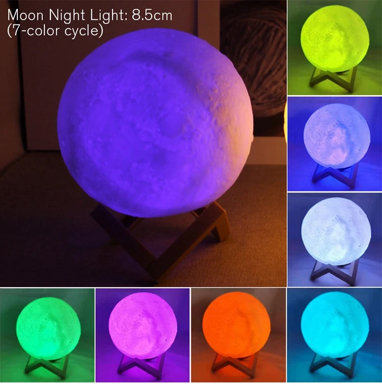 Moon Lamp LED Night Light Battery Powered With Stand Starry Lamp For Bedroom Decor Night Lights Kids Gift Moon Lamp – Ansicht 9