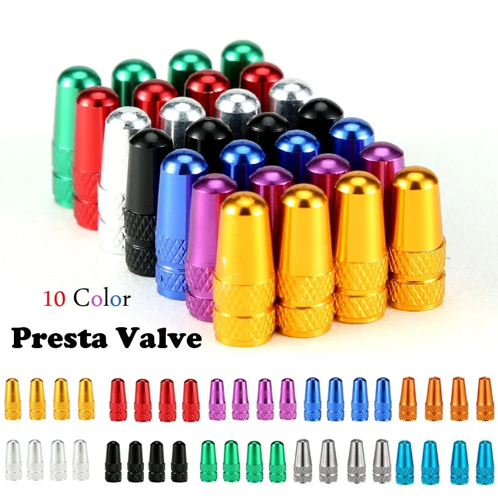 4PCS Aluminum Alloy Presta Valve Caps For Road MTB Track Racing Bike Tires French Valve Wheel Tube Covers – Ansicht 2