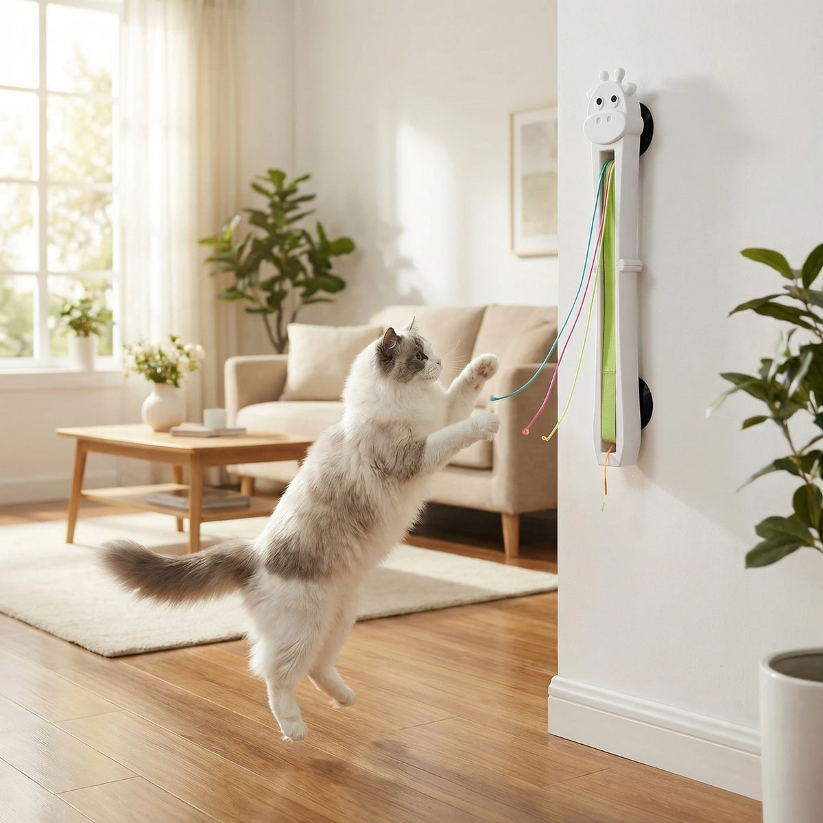 Katzenspielzeug automatisch zur Wandmontage mit Federstab