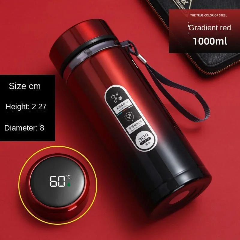 Thermosflasche aus Edelstahl mit LED-Temperaturanzeige 1 l – Ansicht 12