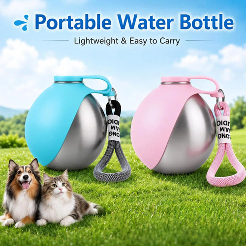 Hundetrinkflasche aus Edelstahl mit Silikonnapf