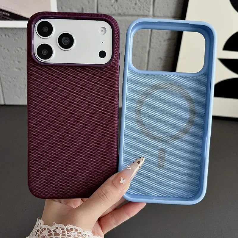 Luxury Business Technology Woven Magnetic Case for IPhone 18 Pro Max 17 16 15 14 13 Technical Fabric Anti Drop Cover with Packet – Ansicht 6