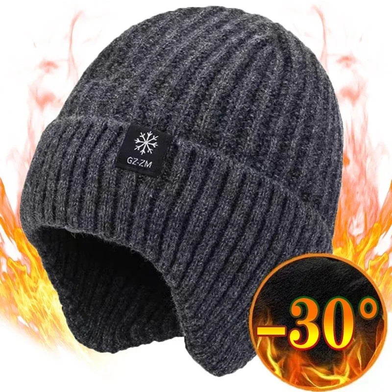 Wintermütze Herren mit Ohrenklappen und Fellfutter