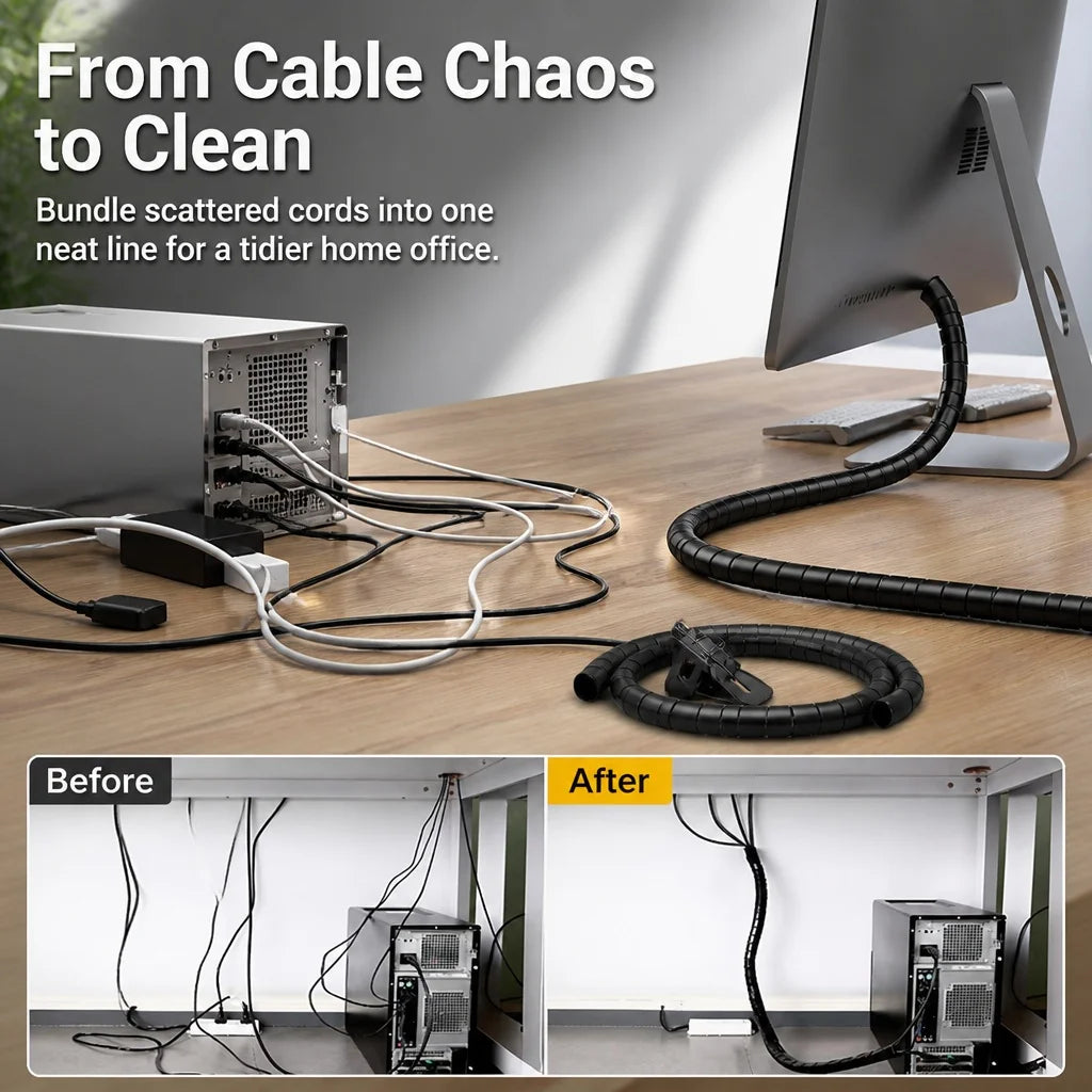 VitaHome™ CordWrap Flexible Spiral Cable Management Tube (2M)