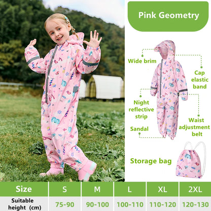 VitaHome™ DinoSplash Waterproof Kids Rain Jumpsuit
