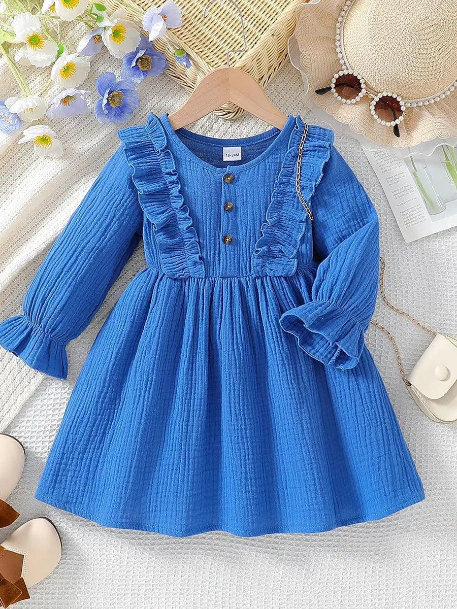 VitaHome™ LittleChic Solid Long-Sleeve Casual Dress