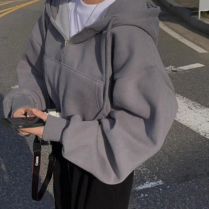 VelvetCore™ Oversized Zip Crop