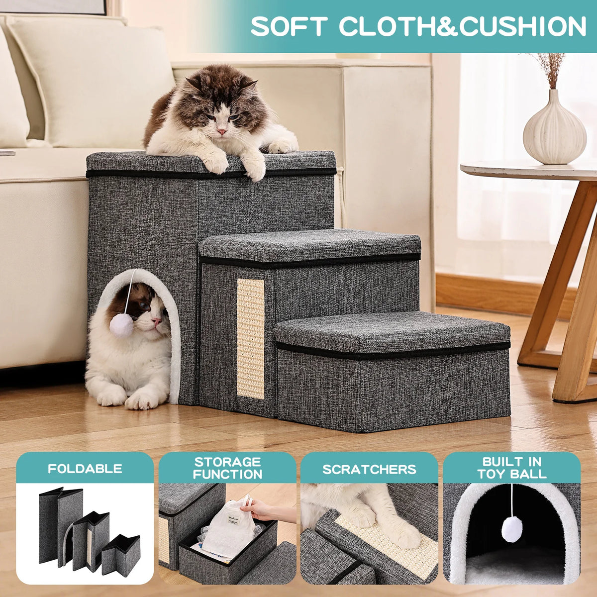 Hundetreppe 3 Stufen für Bett und Sofa faltbar – Ansicht 3