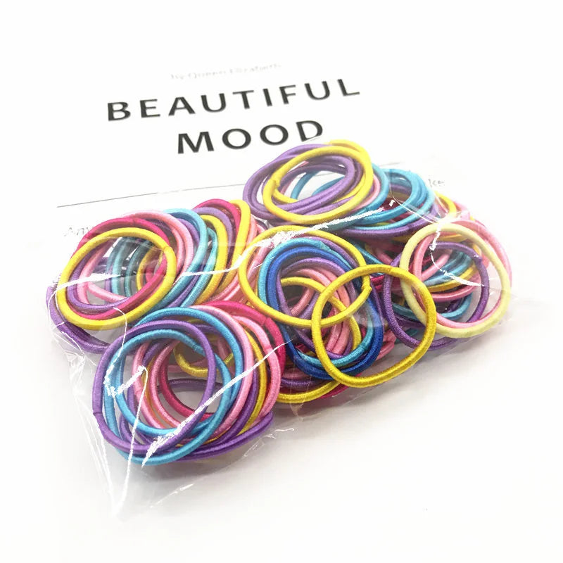 Vita 100-Piece Pastel Seamless Elastic Hair Ties & No-Damage Bands