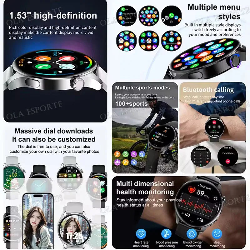 Smartwatch mit Bluetooth-Anruf für Damen und Herren – Ansicht 3