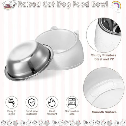 Stainless Steel Neck Guard Cat Bowl Pet Food Elevated Accessories Kitten Cats Articles Products Supplies Feeders Drinker Pets – Ansicht 4