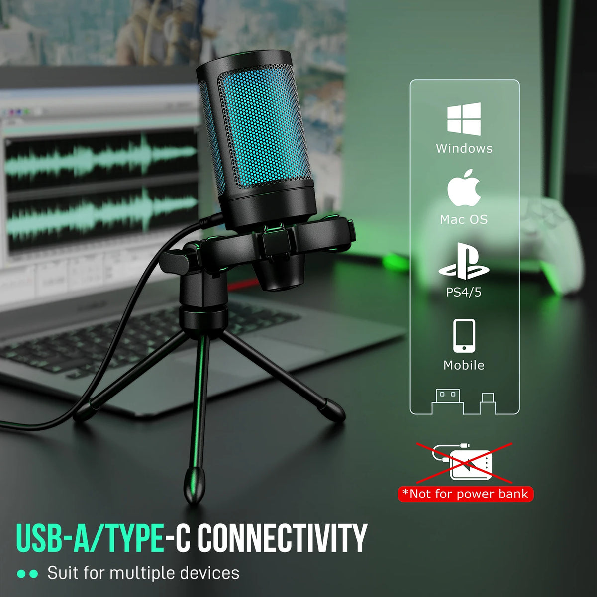 VitaHome™ AmpliVoice RGB Studio-Grade USB Gaming & Streaming Microphone