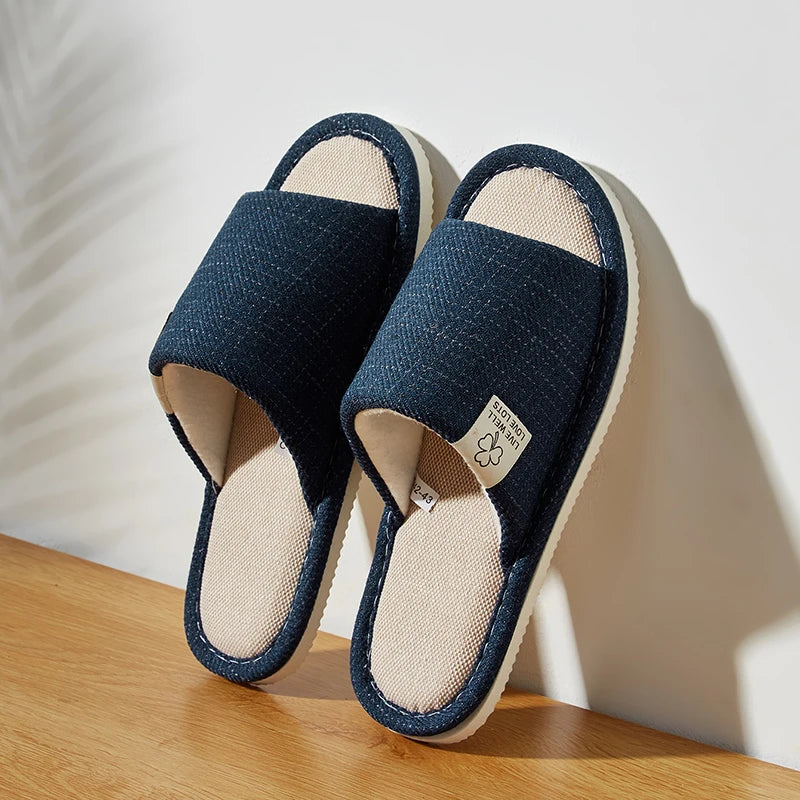 Home Linen Slippers For Men In Spring&Autumn Comfortable Bedroom Open-toed&Breathable Slippers Men's & Women's Shoes Summer – Ansicht 7