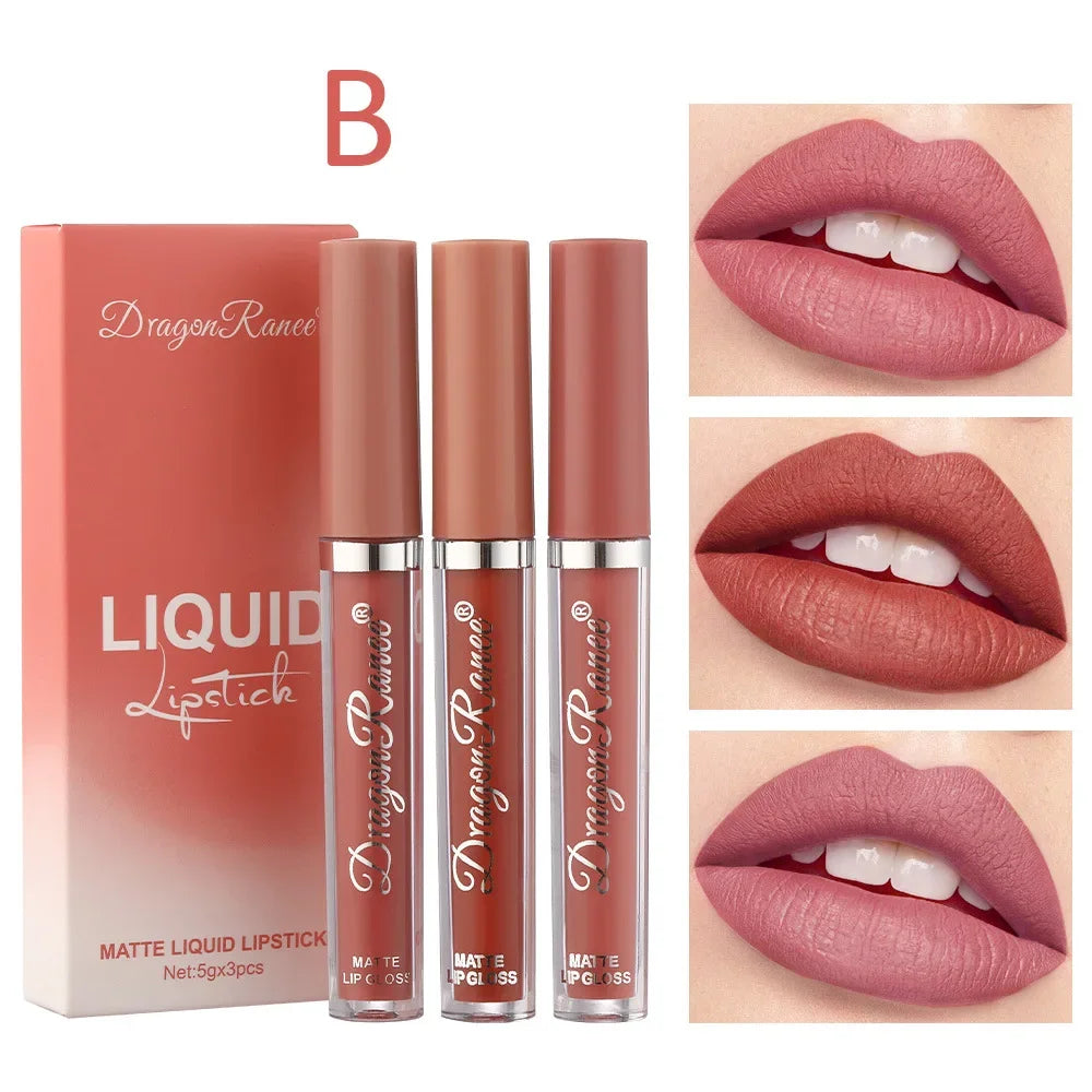 Flüssiger Lippenstift wasserdicht matt 3er-Set – Ansicht 8