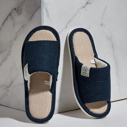 Home Linen Slippers For Men In Spring&Autumn Comfortable Bedroom Open-toed&Breathable Slippers Men's & Women's Shoes Summer – Ansicht 4