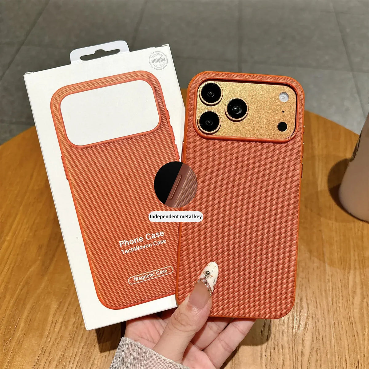 Luxury Business Technology Woven Magnetic Case for IPhone 18 Pro Max 17 16 15 14 13 Technical Fabric Anti Drop Cover with Packet – Ansicht 9