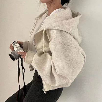 VelvetCore™ Oversized Zip Crop