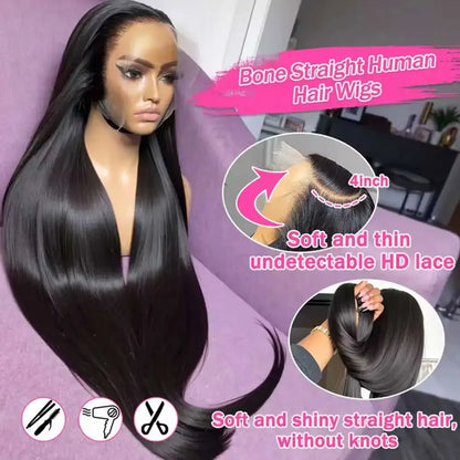 Vital™ 38-Inch Bone Straight 13x6 HD Lace Front Human Hair Wig | Pre-Plucked Glueless