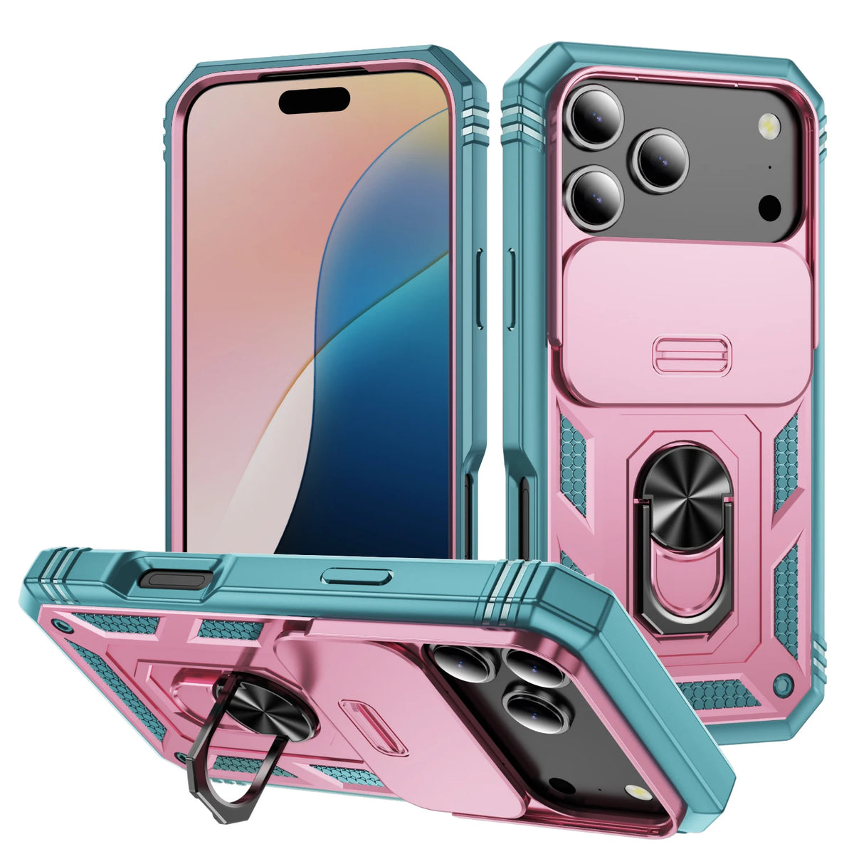Case For iPhone 18Pro 17 Air 16 11 13 12 14 15 Pro Max X XS XR Plus 17E 16E Heavy Duty with Camera 360 Degree Kickstand Cover – Ansicht 14