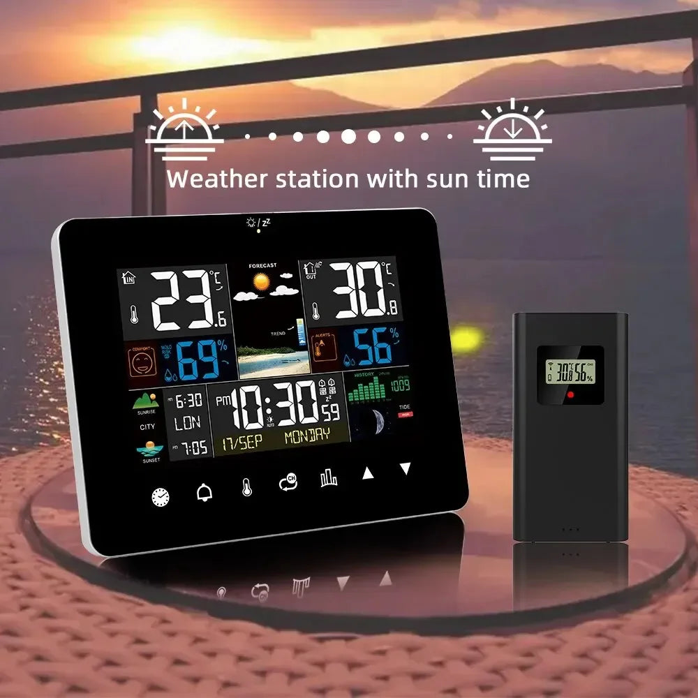 Wetterstation mit Wecker, Thermometer und Hygrometer
