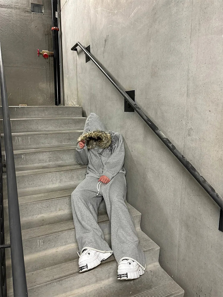 VitaGoth™ Faux Fur Y2K Zip Hoodie
