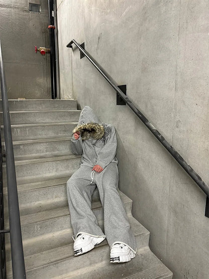 VitaGoth™ Faux Fur Y2K Zip Hoodie