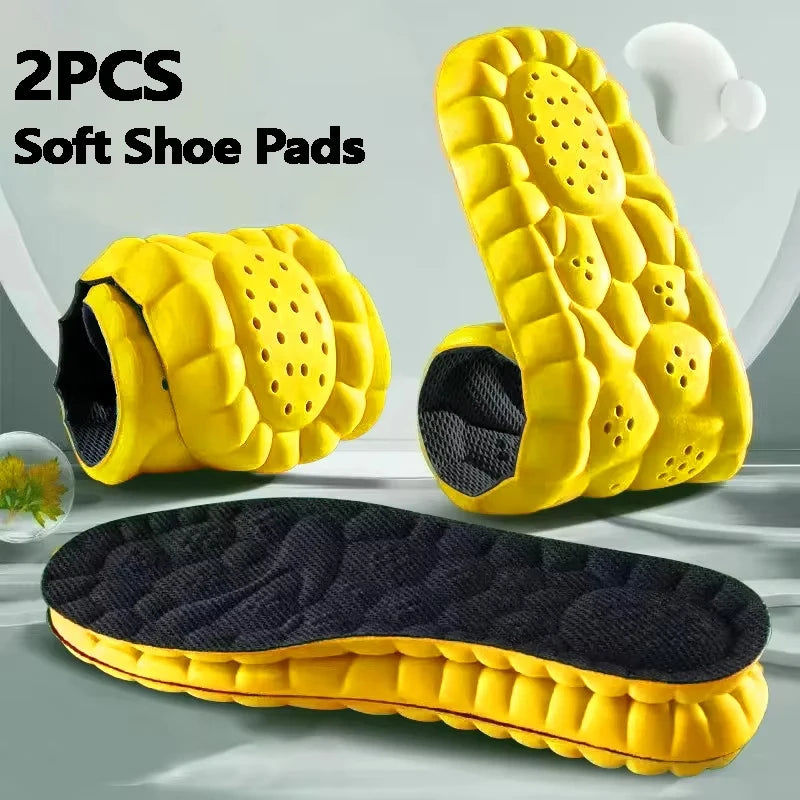 4D Sports Insoles Shoes PU Sole Soft Breathable Shock Absorption Cushion Heavy Duty Support Pain Relief Running Orthopedic Care