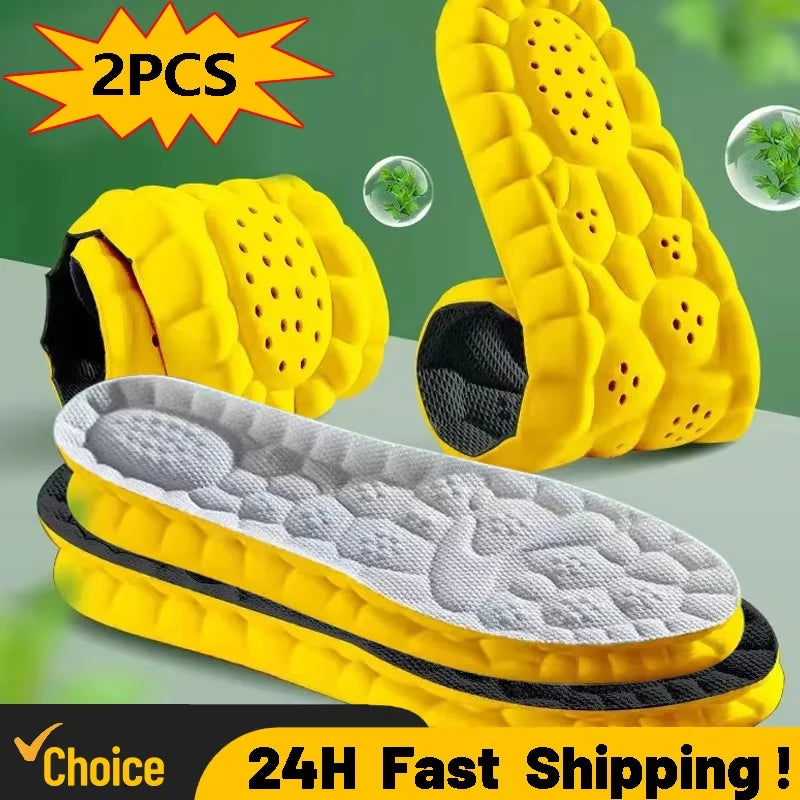 4D Sports Insoles Shoes PU Sole Soft Breathable Shock Absorption Cushion Heavy Duty Support Pain Relief Running Orthopedic Care – Ansicht 2