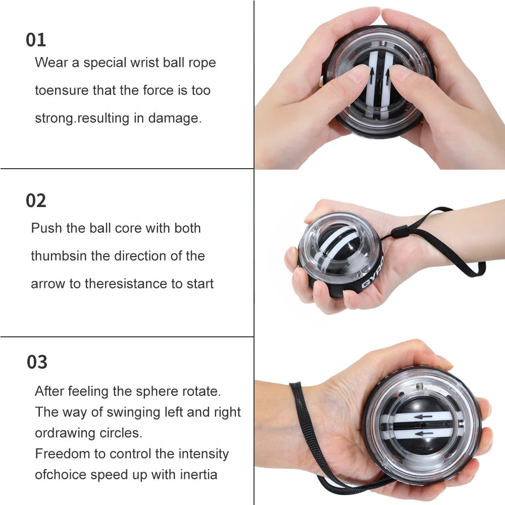 Wrist Power Wrist Hand Ball Auto-Start Grip Ball Strengthener Gyroscopic Arm Gyro Hand Ball Home Fitness Forearm Exerciser – Ansicht 4
