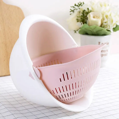 VitaHome™ SpinClean Dual-Layer Rotating Fruit & Vegetable Strainer Basket