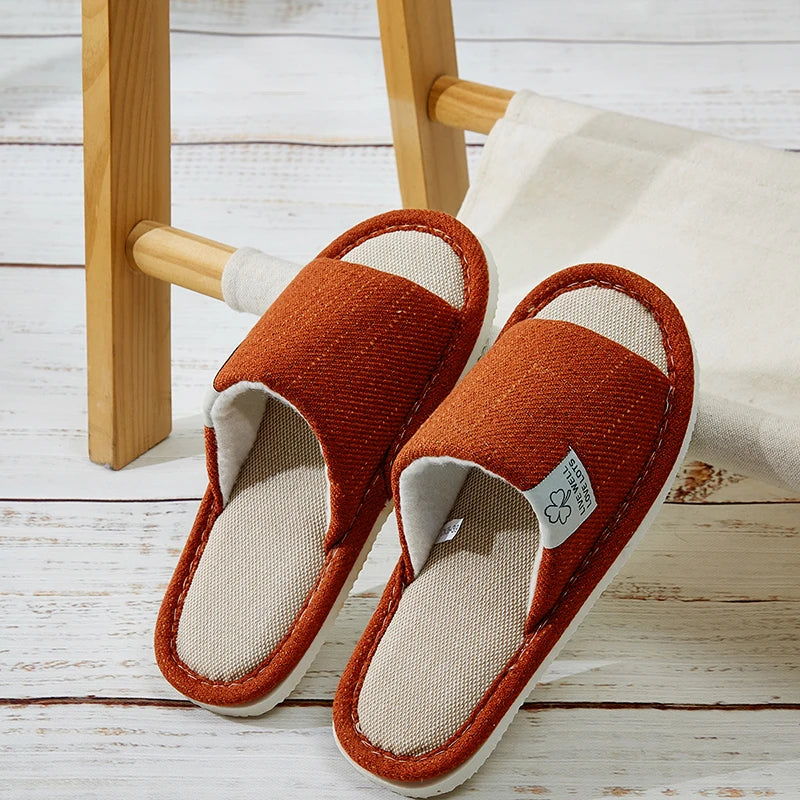 Home Linen Slippers For Men In Spring&Autumn Comfortable Bedroom Open-toed&Breathable Slippers Men's & Women's Shoes Summer – Ansicht 10