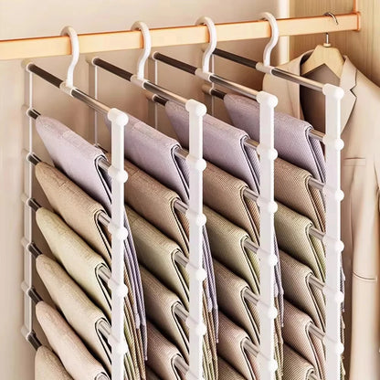 Multi-Layer Pants Hanger Space Saving Closet Organizer Foldable Trousers Clothes Rack Wardrobe Storage with Non Slip Clips – Ansicht 4