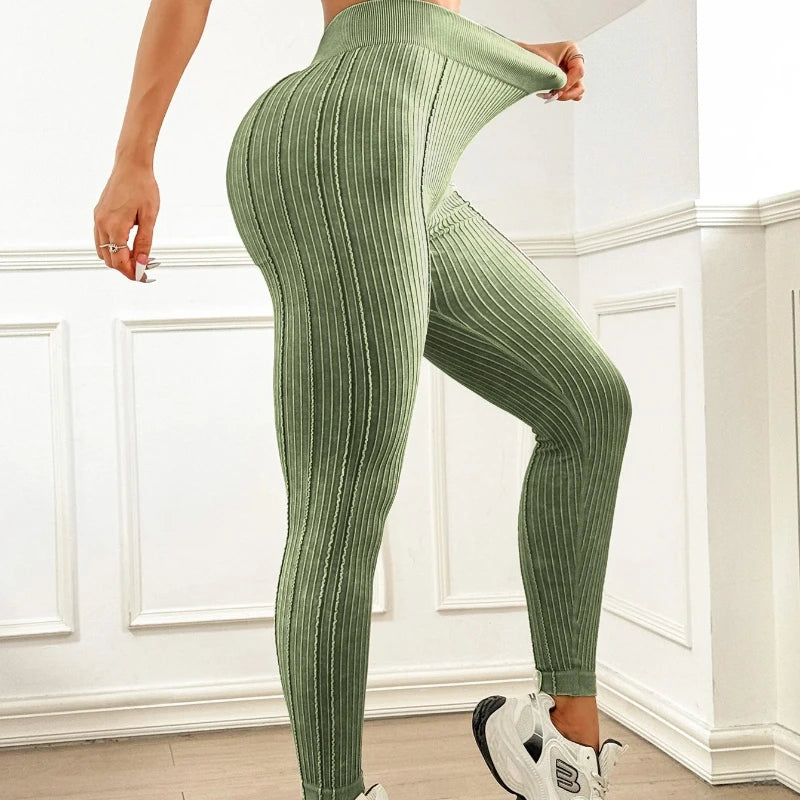 Vital™ SculptFlex Sand-Washed V-Waist Ribbed Yoga Leggings