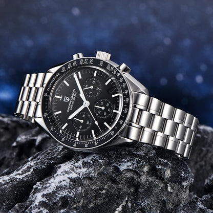 Herrenuhr Mondphase Chronograph Edelstahl wasserdicht – Ansicht 3