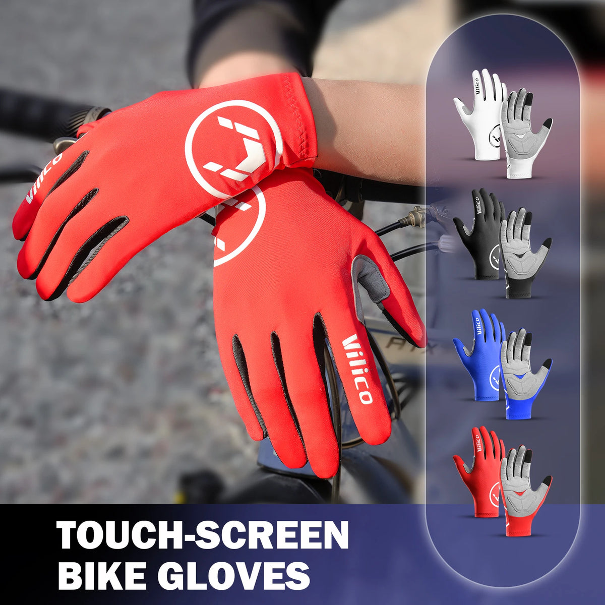 VitaCare™ AeroGrip Full-Finger Touchscreen Cycling Gloves
