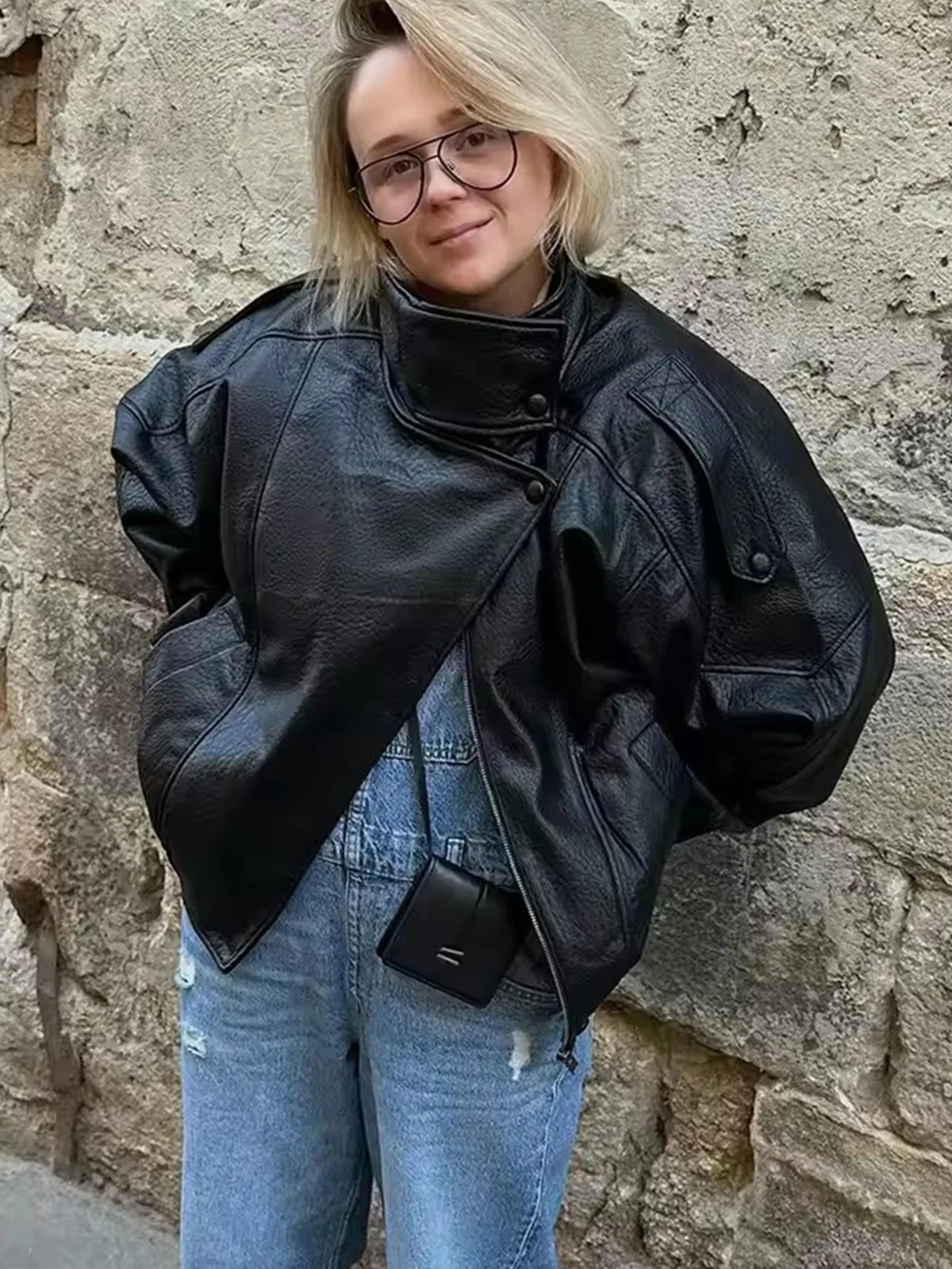 VitaCare™ UrbanEdge Oversized Faux Leather Jacket