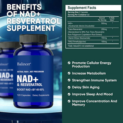NAD+ Kapseln mit Resveratrol und Vitamin B3 – Ansicht 6