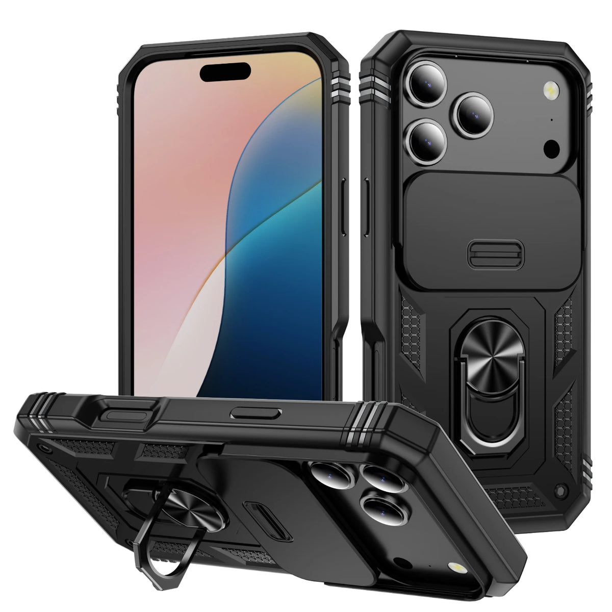 Case For iPhone 18Pro 17 Air 16 11 13 12 14 15 Pro Max X XS XR Plus 17E 16E Heavy Duty with Camera 360 Degree Kickstand Cover – Ansicht 12