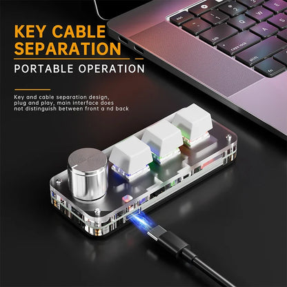 Makro-Tastatur mechanisch mit 3 Tasten und Drehknopf – Ansicht 4
