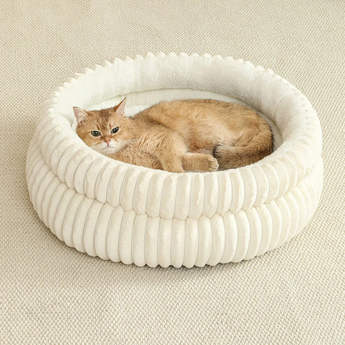 Katzenbett aus Plüsch rund