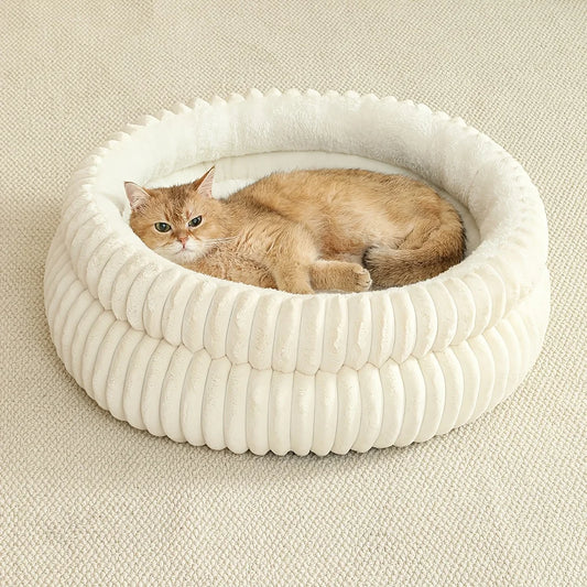 Katzenbett aus Plüsch rund