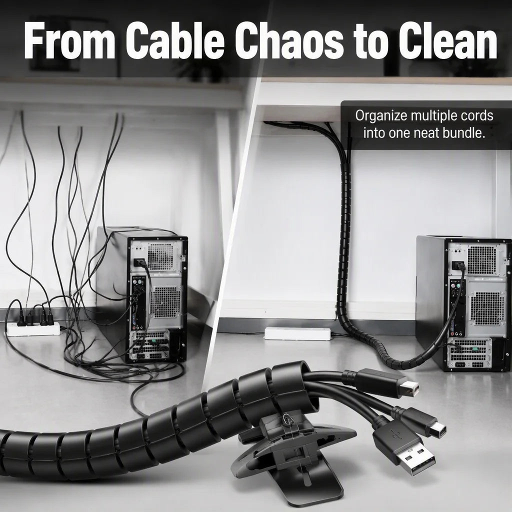 VitaHome™ CordWrap Flexible Spiral Cable Management Tube (2M)