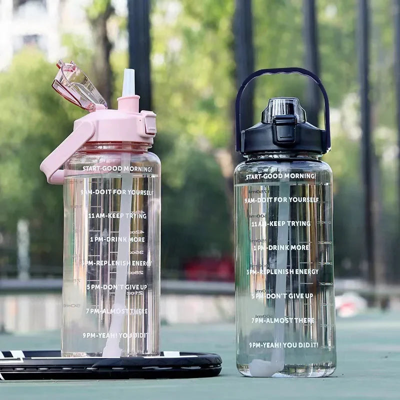 Trinkflasche mit Strohhalm 1 l und 2 l – Ansicht 2