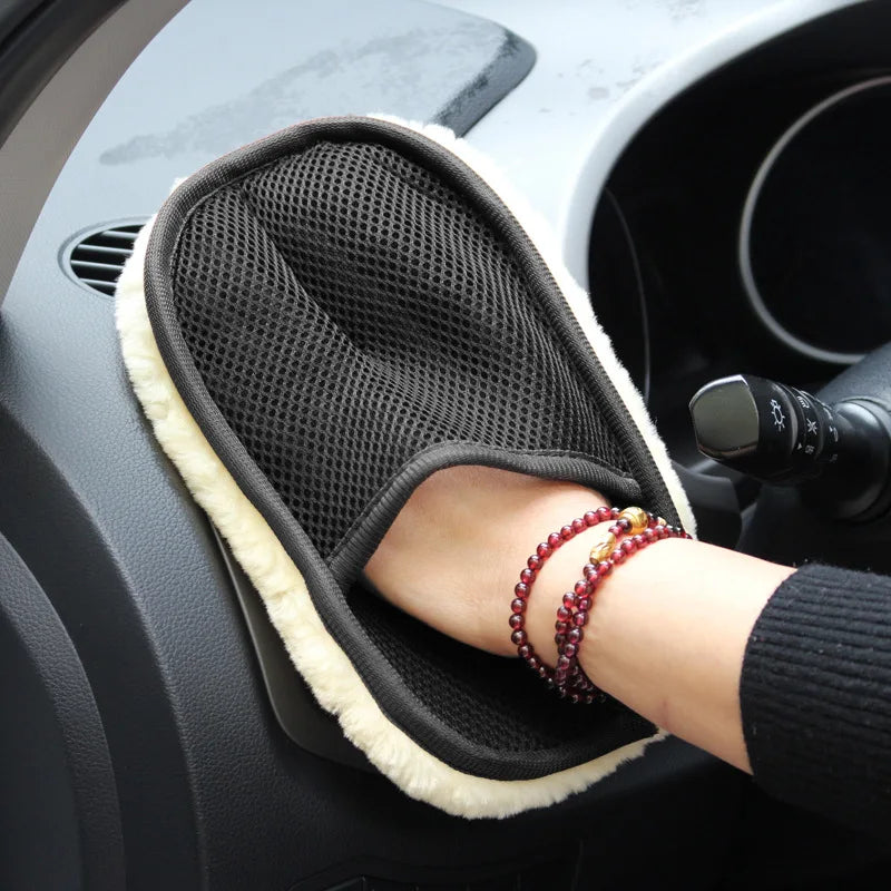 Vital™ Plush Wool Soft Car Wash Mitt & Cleaning Glove | Scratch-Free Auto Detailing