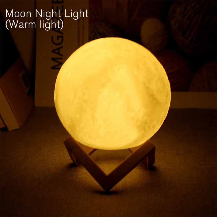 Moon Lamp LED Night Light Battery Powered With Stand Starry Lamp For Bedroom Decor Night Lights Kids Gift Moon Lamp – Ansicht 8