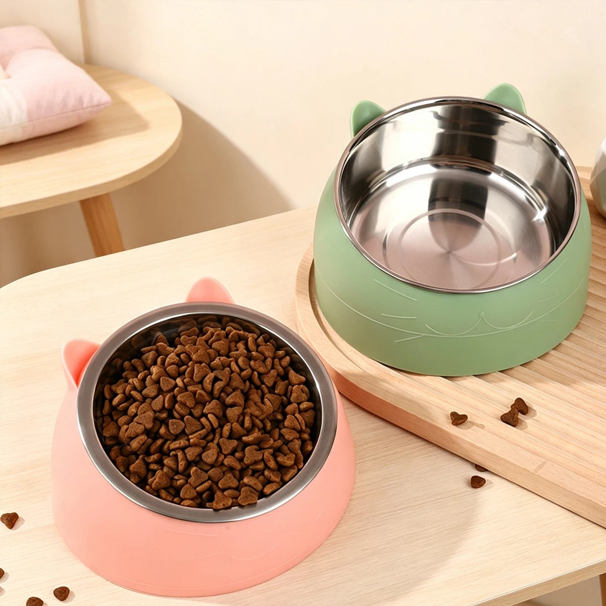 Stainless Steel Neck Guard Cat Bowl Pet Food Elevated Accessories Kitten Cats Articles Products Supplies Feeders Drinker Pets – Ansicht 2
