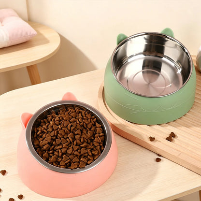 Stainless Steel Neck Guard Cat Bowl Pet Food Elevated Accessories Kitten Cats Articles Products Supplies Feeders Drinker Pets – Ansicht 2