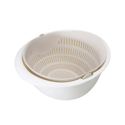 VitaHome™ SpinClean Dual-Layer Rotating Fruit & Vegetable Strainer Basket
