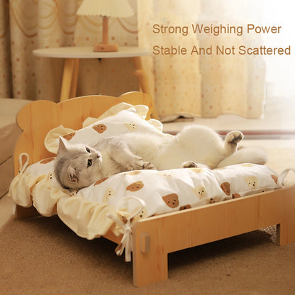 Katzenbett aus Holz im Teddy-Look – Ansicht 4