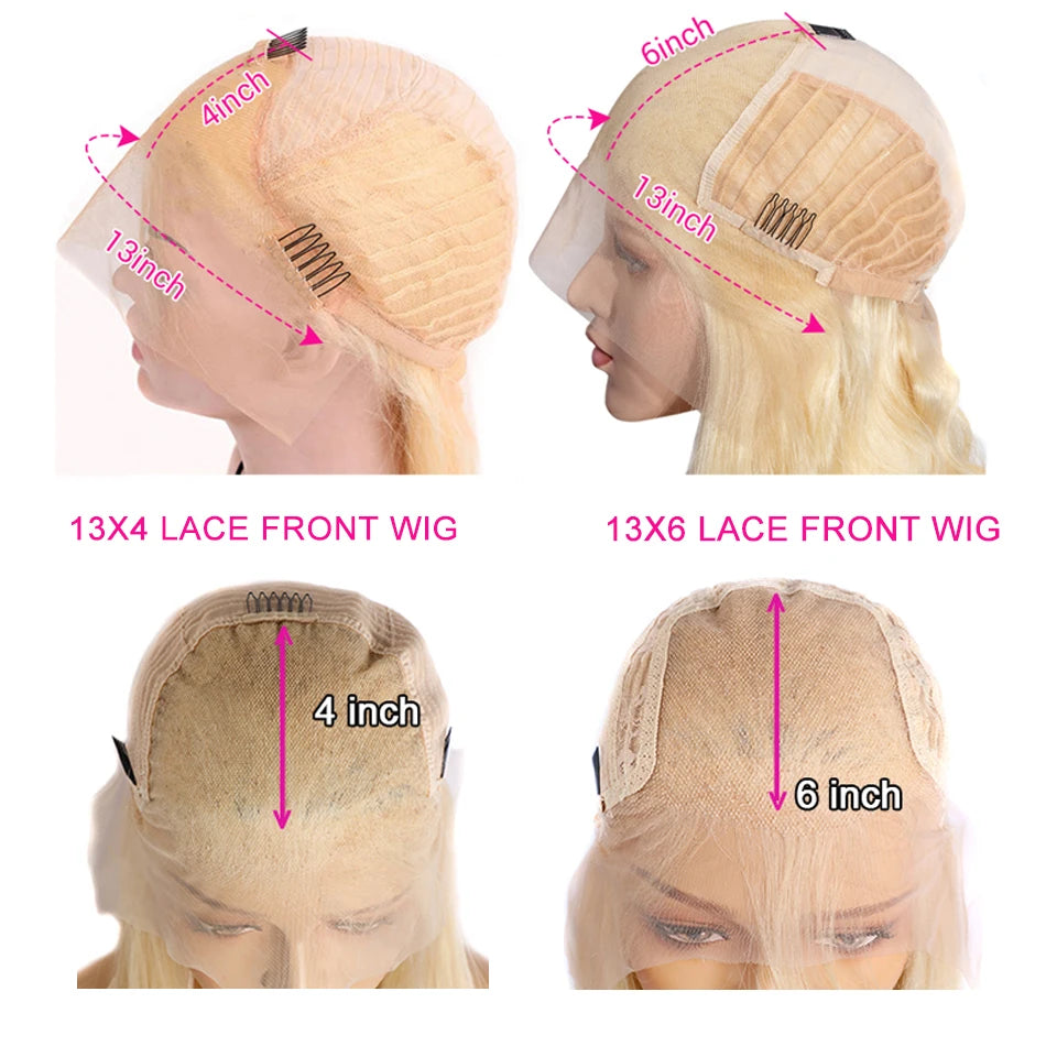 Lace-Front-Perücke Echthaar Blond glatt 38 Zoll – Ansicht 7
